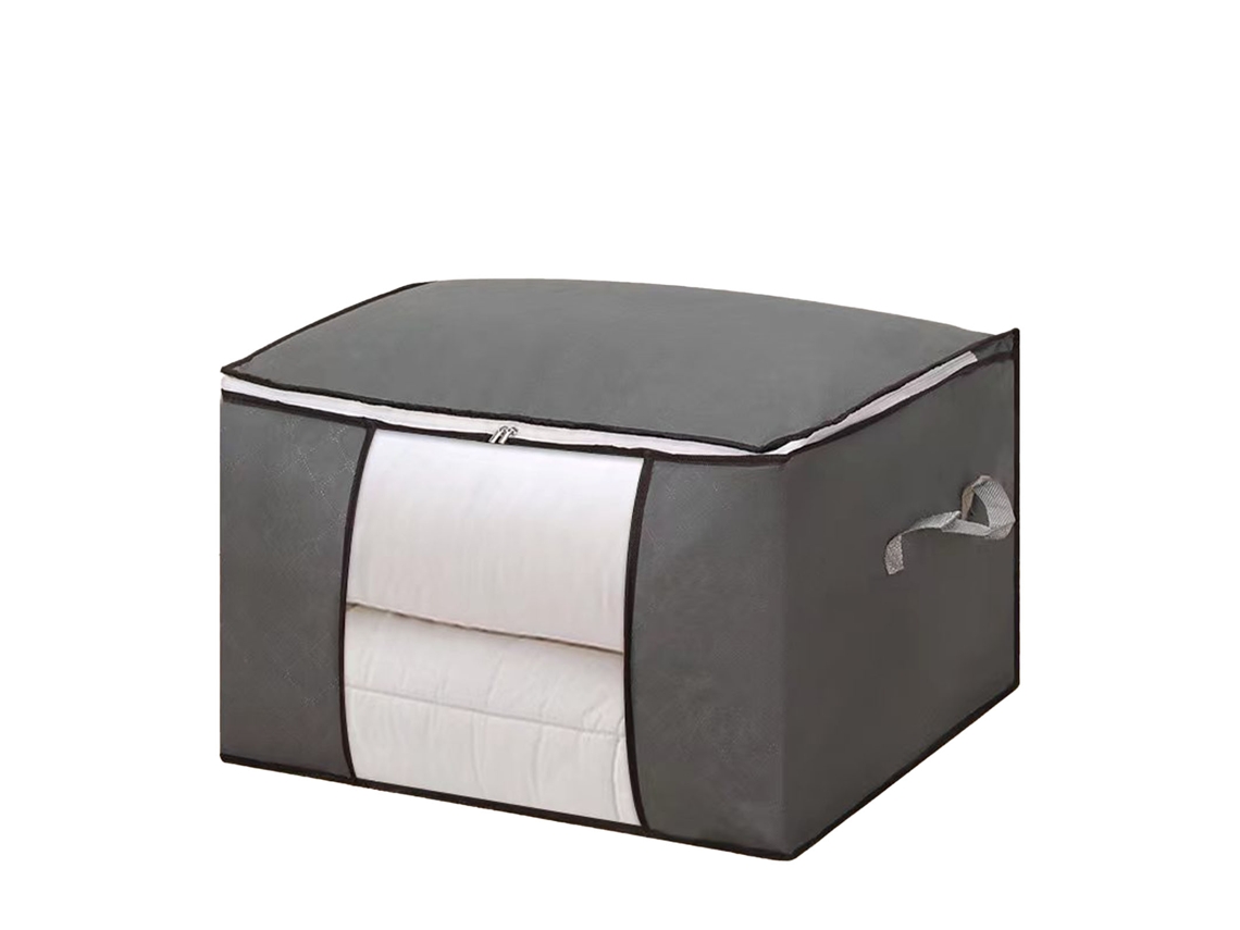 Bolsa De Almacenamiento De Ropa Gruesa Con Cremalleras, Dos Piezas Reutilizables De Gran Capacidad, Gris, 60x40x35cm