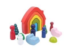 Juego De Bloques De Construcción De Madera Para Niños Con Arco Y Figuras Educativas.