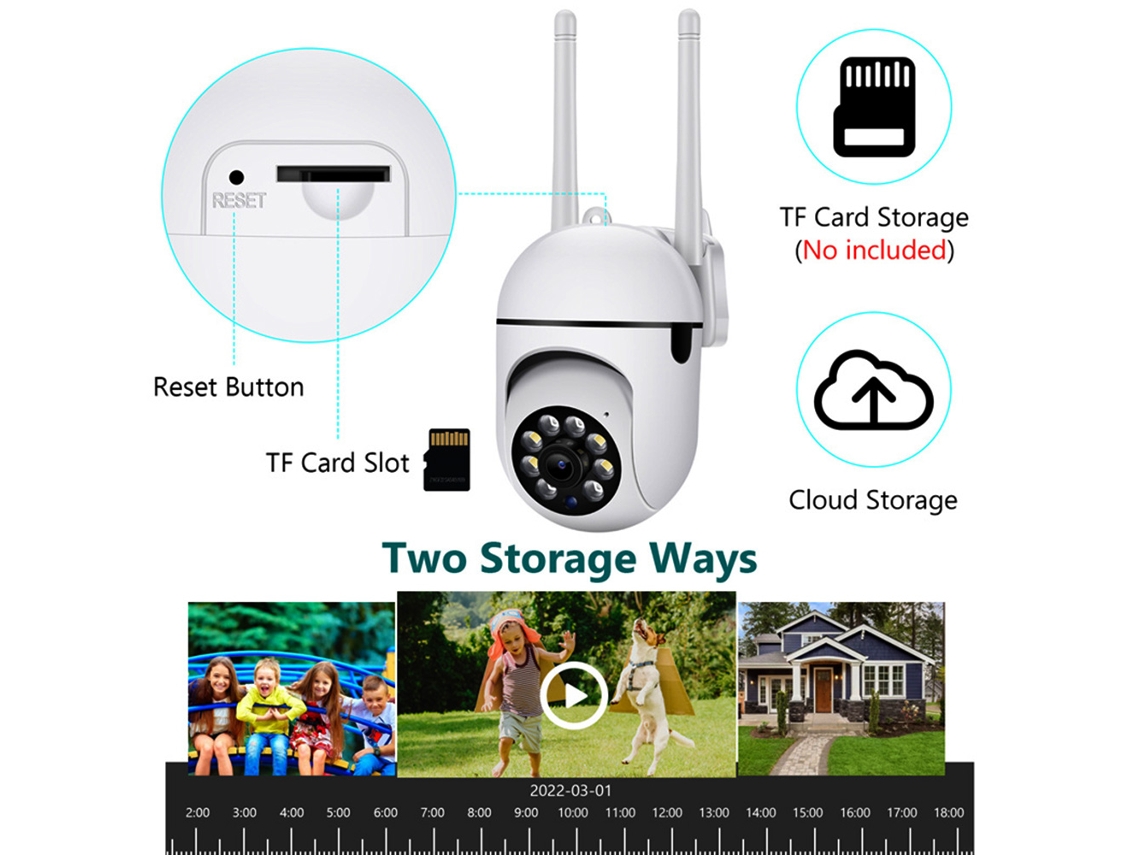 Câmara Wifi Ptz Interior E Exterior, Câmara De Segurança Residencial Sem Fio