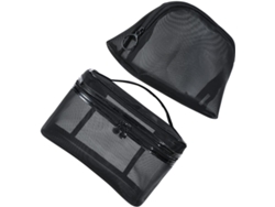Neceser De Maquillaje De Malla De Gran Capacidad De 2 Piezas Para Mujer, Ideal Para Viajes Y Guardar Cosméticos, Color Negro.