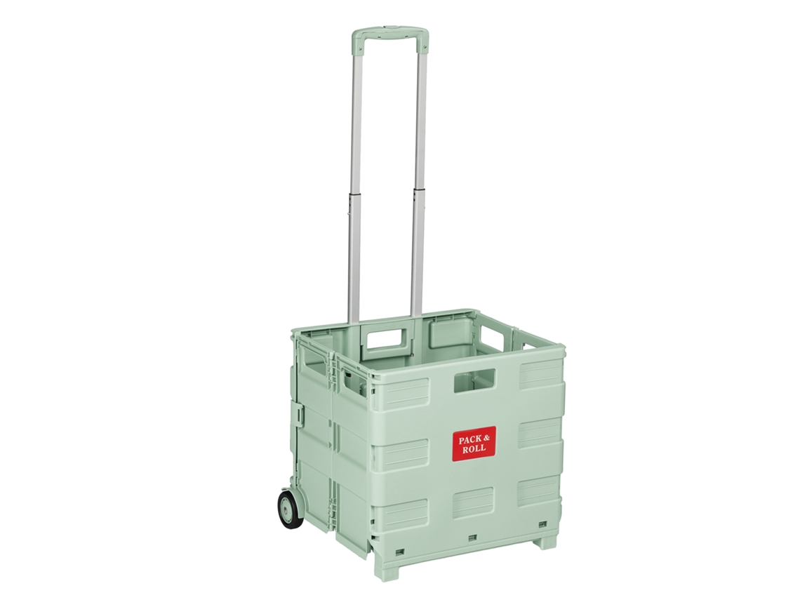 Carrito De La Compra Relaxdays, Plegable, Cesta De Polipropileno Y Estructura De Aluminio, Compacto, Color Salvia