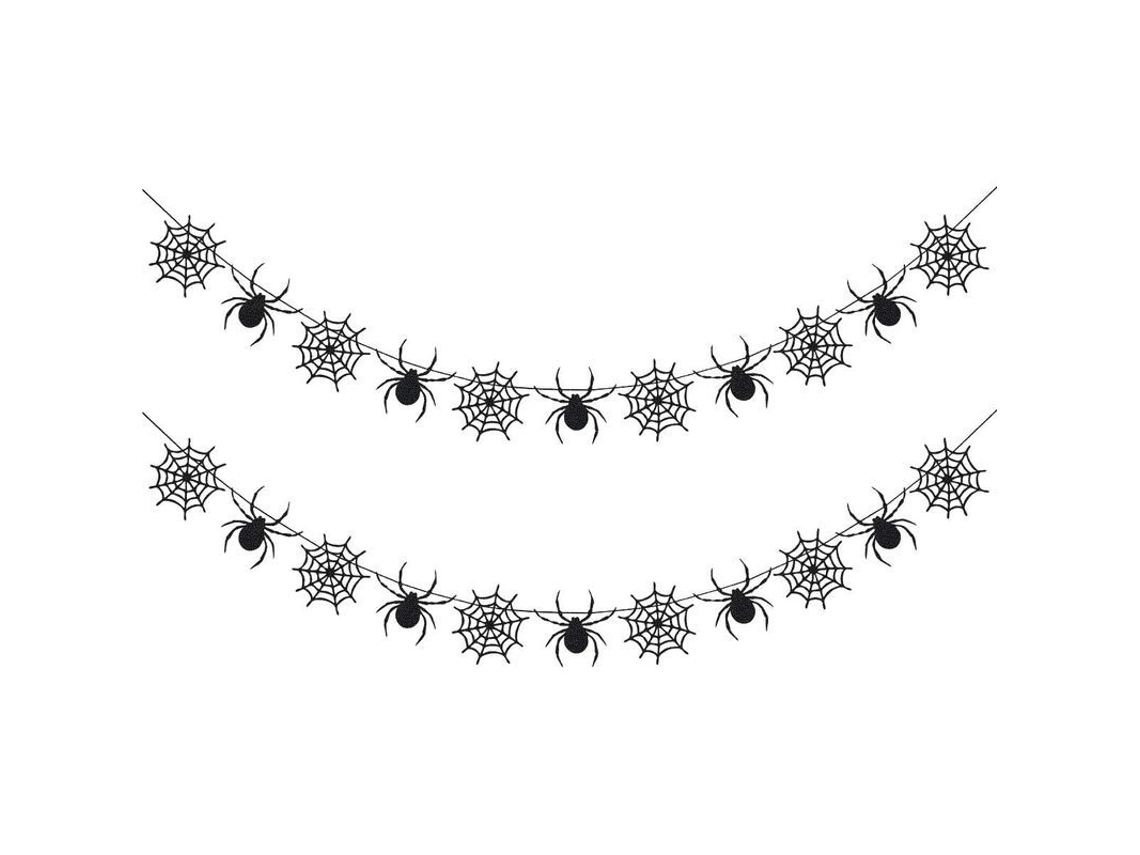 Guirnalda De Telaraña Con Purpurina Negra (paquete De 2) - Decoración De Halloween