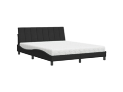 Maison Exclusive - Cama Con Colchón Hanko Terciopelo Negro 160x200 Cm