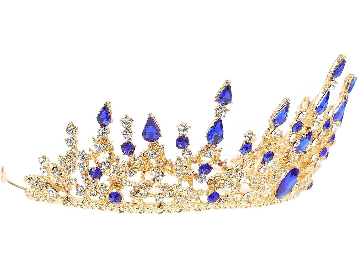 Cuelloronne De Mariée Baroque En Alliage Strass Bleus Accesorio De Cabeza Para Mariage Y Anniversair...