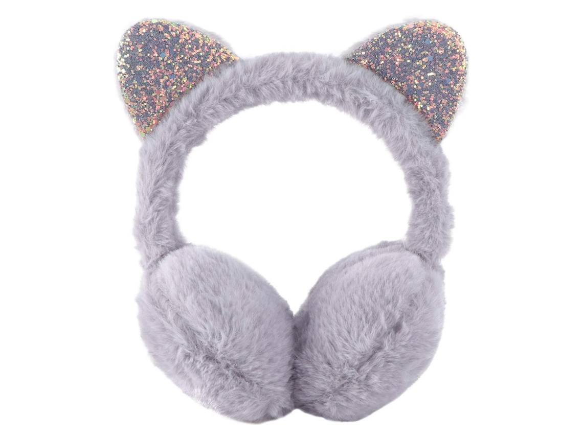 Orejas de gato, manguitos de felpa con lentejuelas, accesorios de invierno para la cabeza.