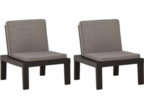 Conjunto 2 Sillón VIDAXL Gris Plástico (65x65x70 cm)