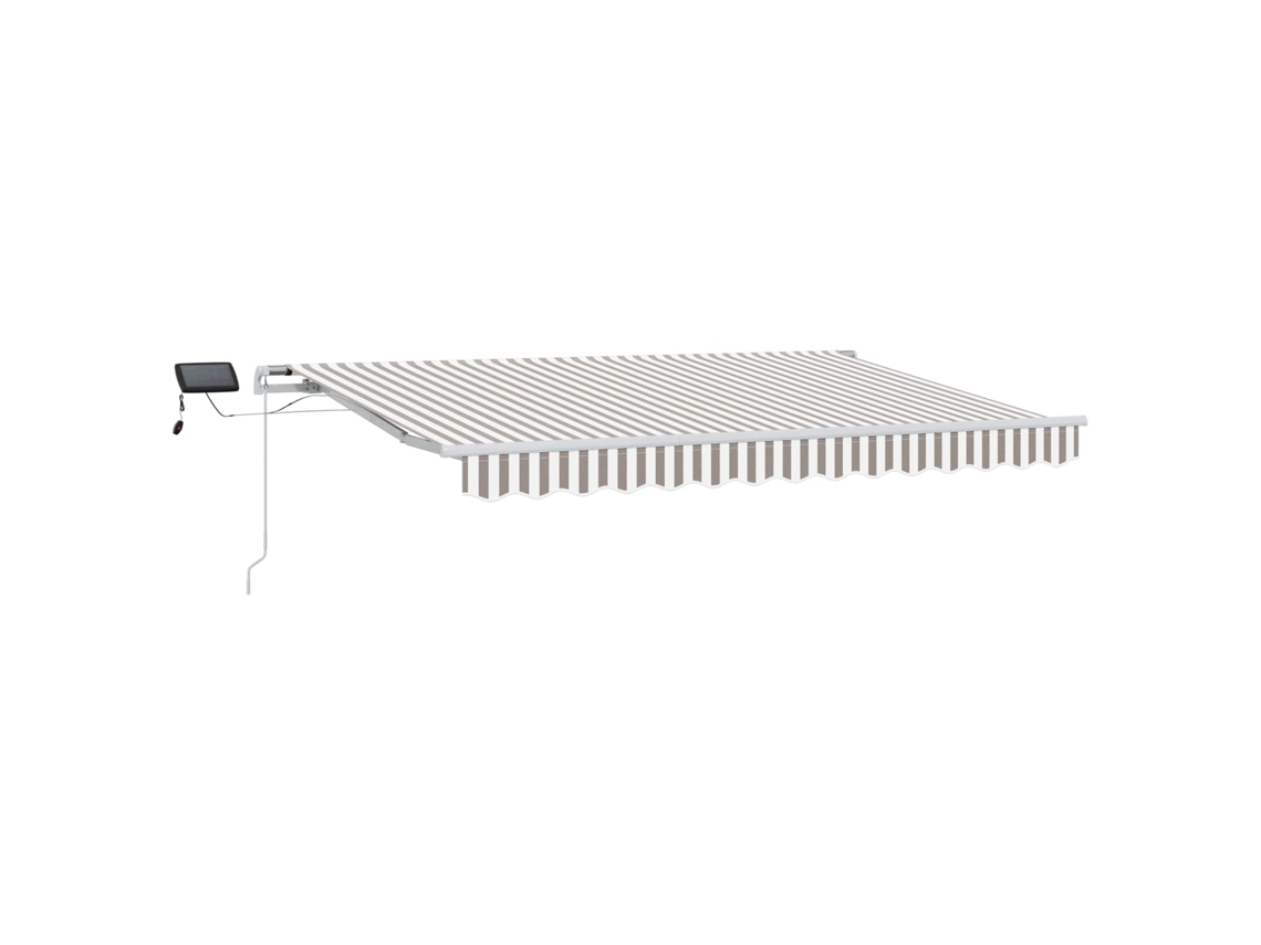 Toldo retráctil Vidaxl gris claro y blanco, 500 x 350 cm, tela y acero.