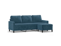 Maison Exclusive - Sofá De 3 Plazas Con Taburete De Terciopelo Azul 180 Cm