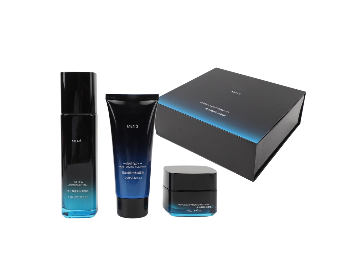 Kit De Skincare Hidratante Para Homens Com Toner, Limpeza E Creme - Hidrata, Energiza E Melhora Elasticidade Da Pele
