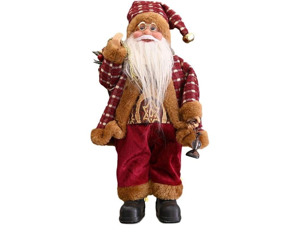 Figura De Papá Noel Tradicional De Pie De Lujo Para Decoración (30 Cm, Rojo)