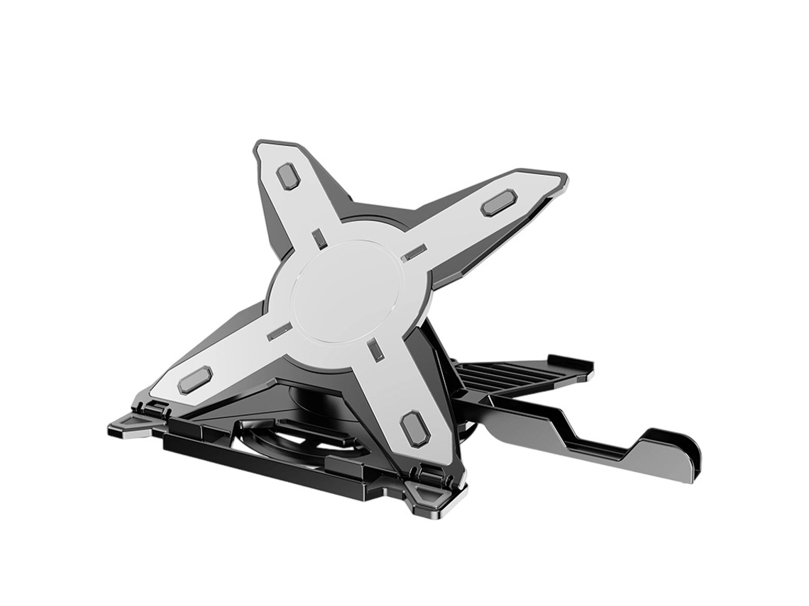 Soporte para portátil con altura ajustable y sistema de refrigeración, base giratoria de 360° con soporte para teléfono (negro) Czhhmart