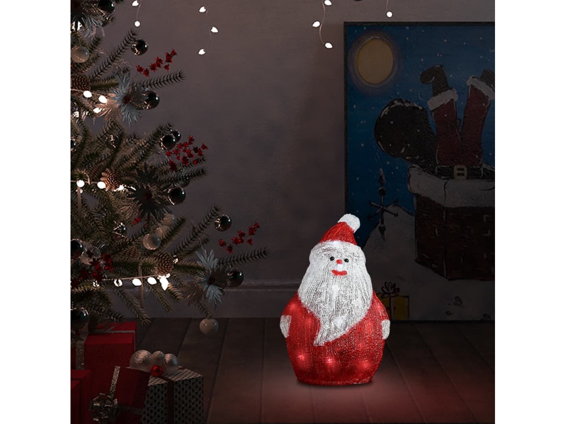 Figura de Papá Noel acrílica con luces LED para interior y exterior, 28 cm, Wsd4432 Lovely Home