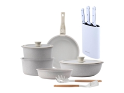 Batería De Cocina,ø18ø20ø26 Cm, De Aluminio Fundido Click&cook  San Ignacio (10 Piezas) Con 3 Cuchillos