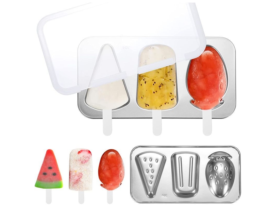 Bandejas Para Cubitos De Hielo De Acero Inoxidable, Reutilizables, Sin Bpa, Con Palitos Y Tapas.