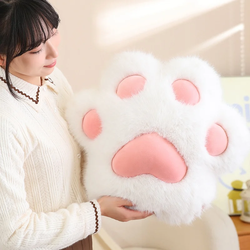 (blanco, 45 Cm) Almohada/cojín De Respaldo Con Forma De Pata De Gato Para Adultos Para Soporte De La Columna Vertebral