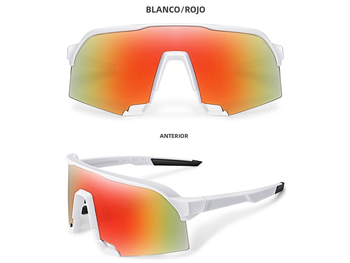 (Estilo 4) Gafas de ciclismo unisex con protección UV400, montura grande y lentes de polímero.