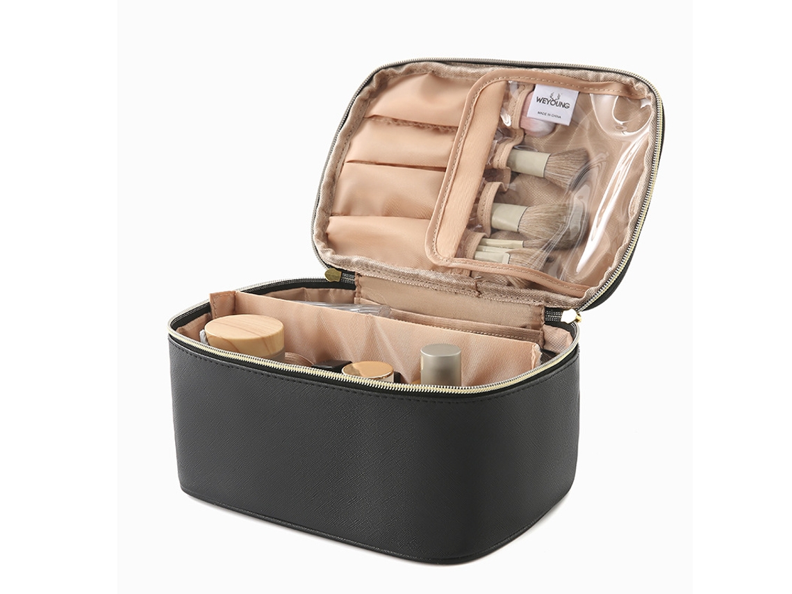 Neceser De Maquillaje Portátil, Estuche De Viaje De Gran Capacidad Para Guardar Maquillaje, Negro.