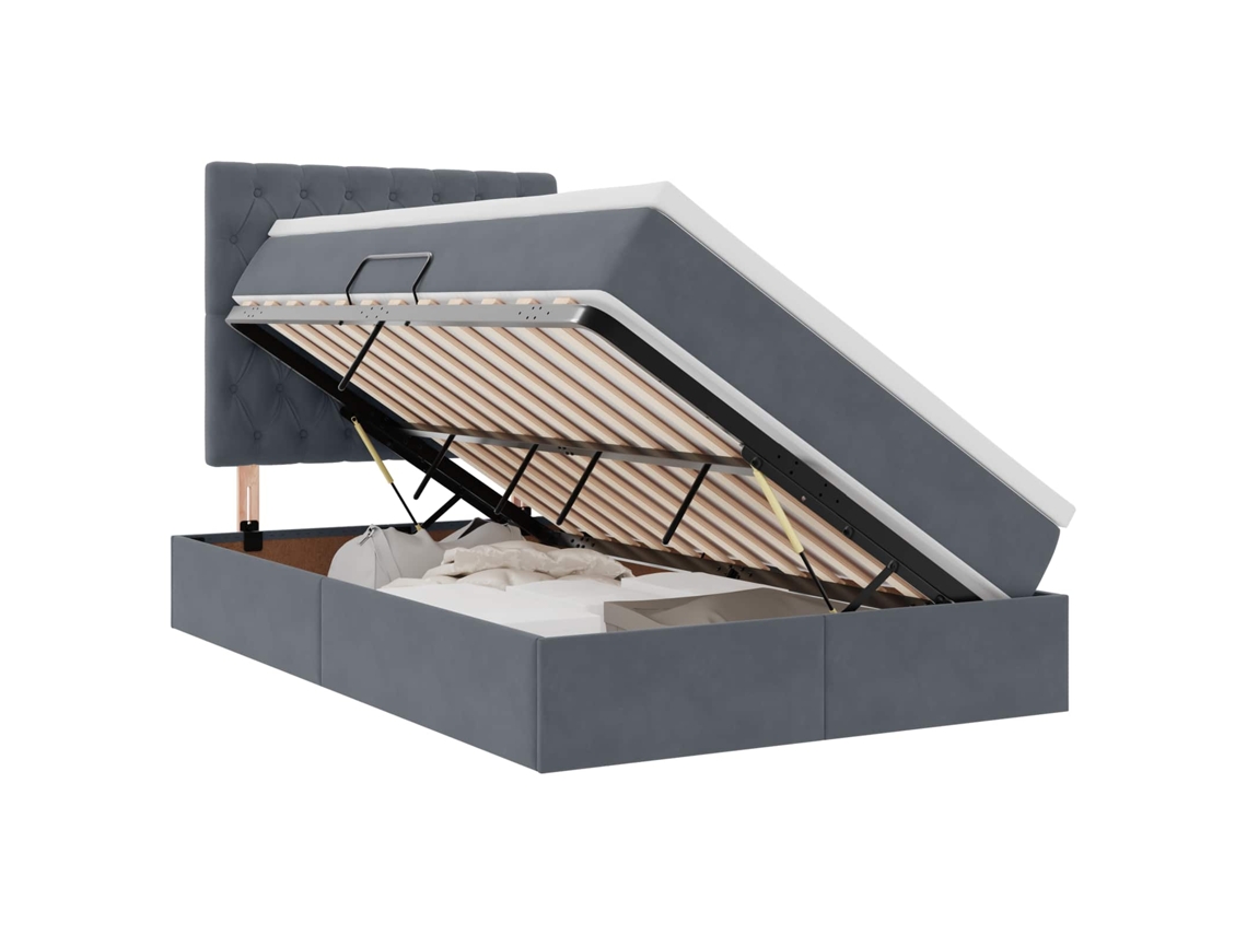 Maison Exclusive - Cama Con Almacenamiento Y Led Con Led Gris Oscuro 120 X 200 Cm