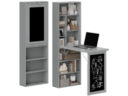 Escritorio Plegable De Pared Con Espacio De Almacenamiento, Estantería, Área De Trabajo, Pizarra Y Estante Ajustable.