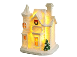 Casa navideña decorativa con luces, escena de resina TRUYUETY