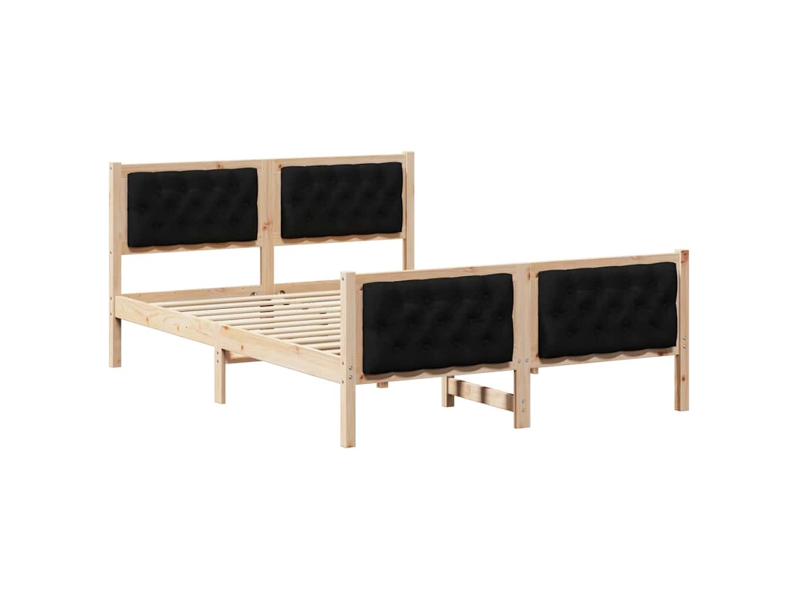 Maison Exclusive - Estructura De Cama Negro 140 X 200 Cm Madera De Pino Macizo