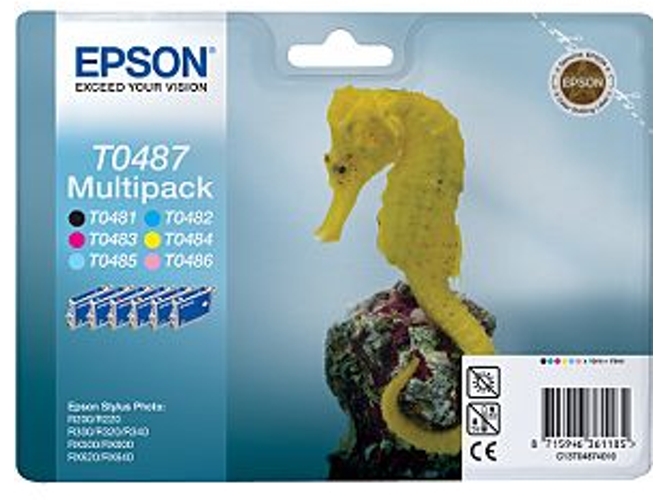 Pack ahorro cartuchos de tinta original EPSON, T0487, Caballito de mar, C13T04874010