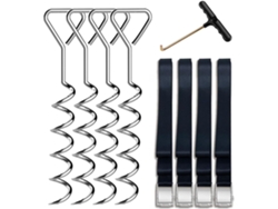Juego De 4 Espirales De Anclaje Al Suelo Con Forma De Sacacorchos Para Trampolines Con Correa.