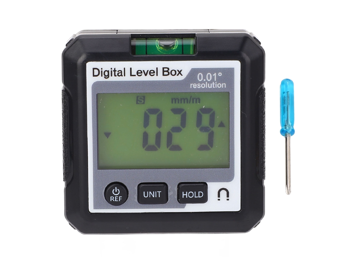 Medidor De Ángulo Digital Con Base Magnética, Nivel Digital, Caja De Medición, Ángulo De 4x90 Grados, Blanco Y Negro.