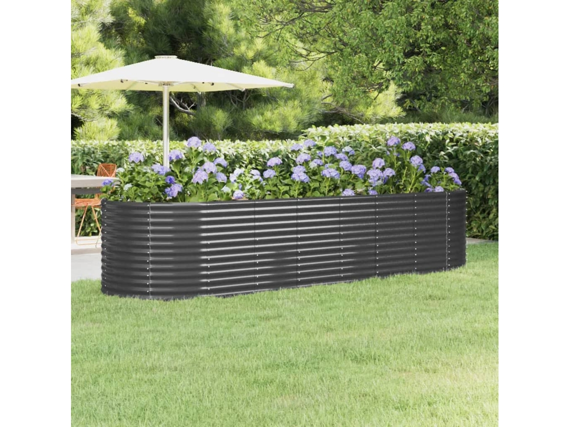 Jardín Elevado/Plantador de Acero con Revestimiento en Polvo Antracita 322X100X68 cm