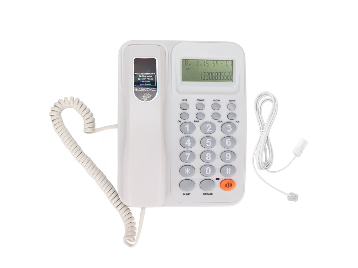 Teléfono Con Cable Kxt2027cid Con Identificador De Llamadas, Manos Libres Parciales, 24 Tonos De Llamada, Pantalla, Para Oficina/hotel, Blanco.