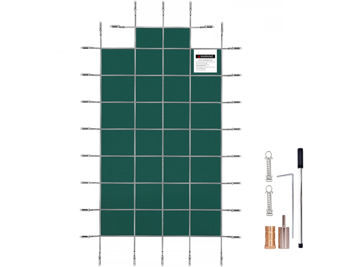 Cobertor de seguridad para piscina enterrada 5,5x11m en malla verde con accesorios Tekmaquinas