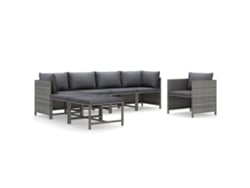Maison Exclusive - Set De Muebles De Jardín 7 Pzas Y Cojines Ratán Sintético Gris