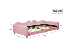 Sofá cama 90x200 cm en tejido de rizo francés - con somier - Rosa