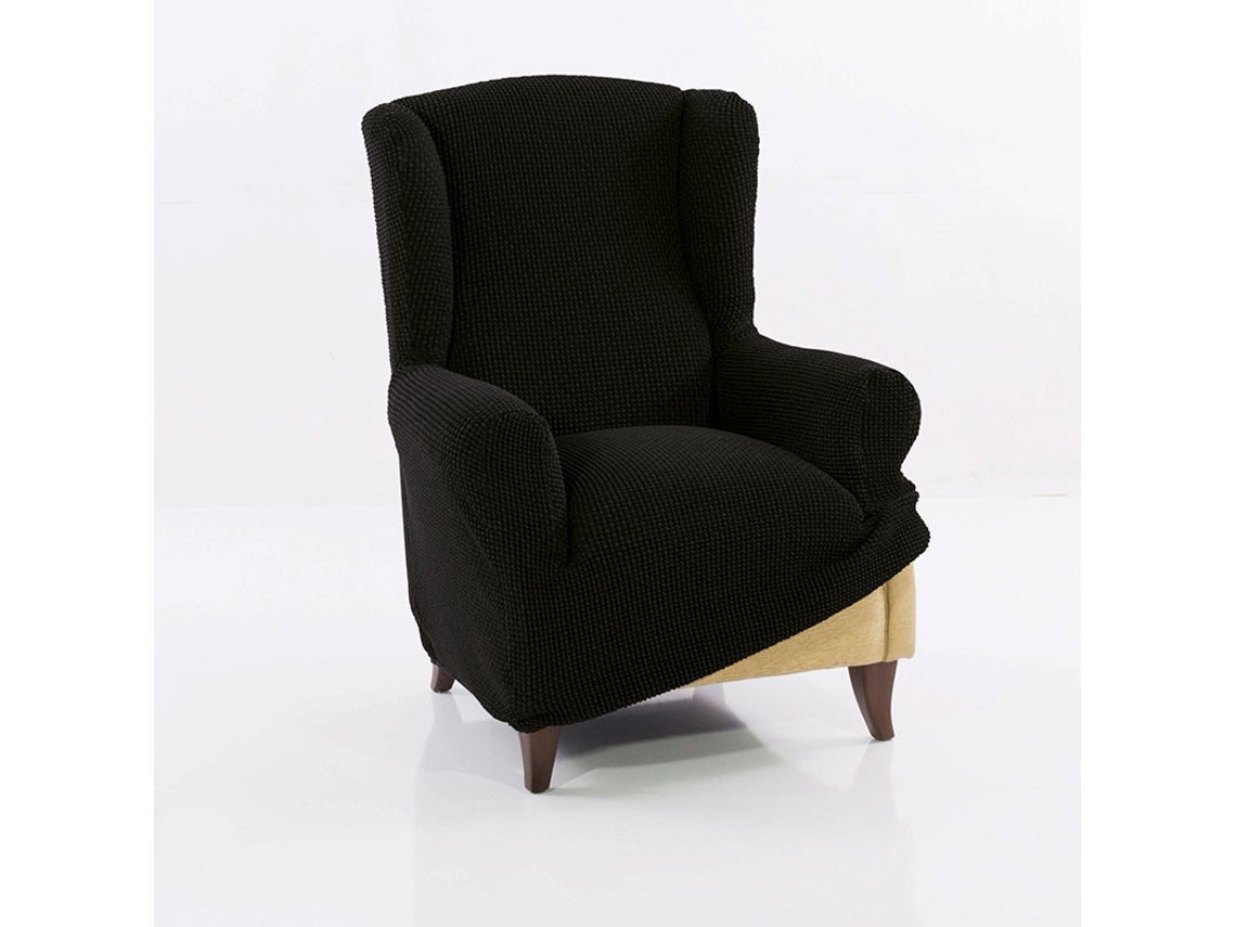 Maxifundas | Funda Sillon Orejero Super Elástica Relive | Color Negro | Alta Elasticidad Y Tacto Suave | Hecho En España.