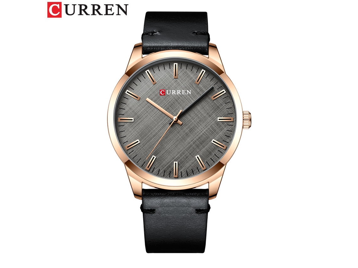 Reloj De Pulsera De Cuarzo Para Hombre (dorado Y Negro) Con Esfera De Textura De Tela Sencilla Y Elegante, Correa De Cuero Y Correa De Cuero.