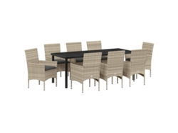 Maison Exclusive - Conjunto De Comedor De Jardín 9 Pcs Gris Claro Ratán Sintético