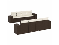 Maison Exclusive - Set De Sofás De Jardín 9 Pzas Y Cojines Ratán Sintético Marrón