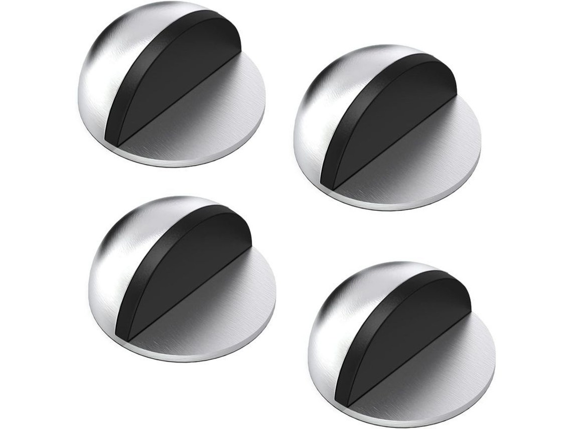 4 Topes De Puerta De Acero Inoxidable Con Parachoques De Goma Para Suelos Duros, Autoadehesivos