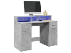Escritorio | Mesa | Escritorio con luces LED 120x55x91 cm Cemento gris derivado de la madera