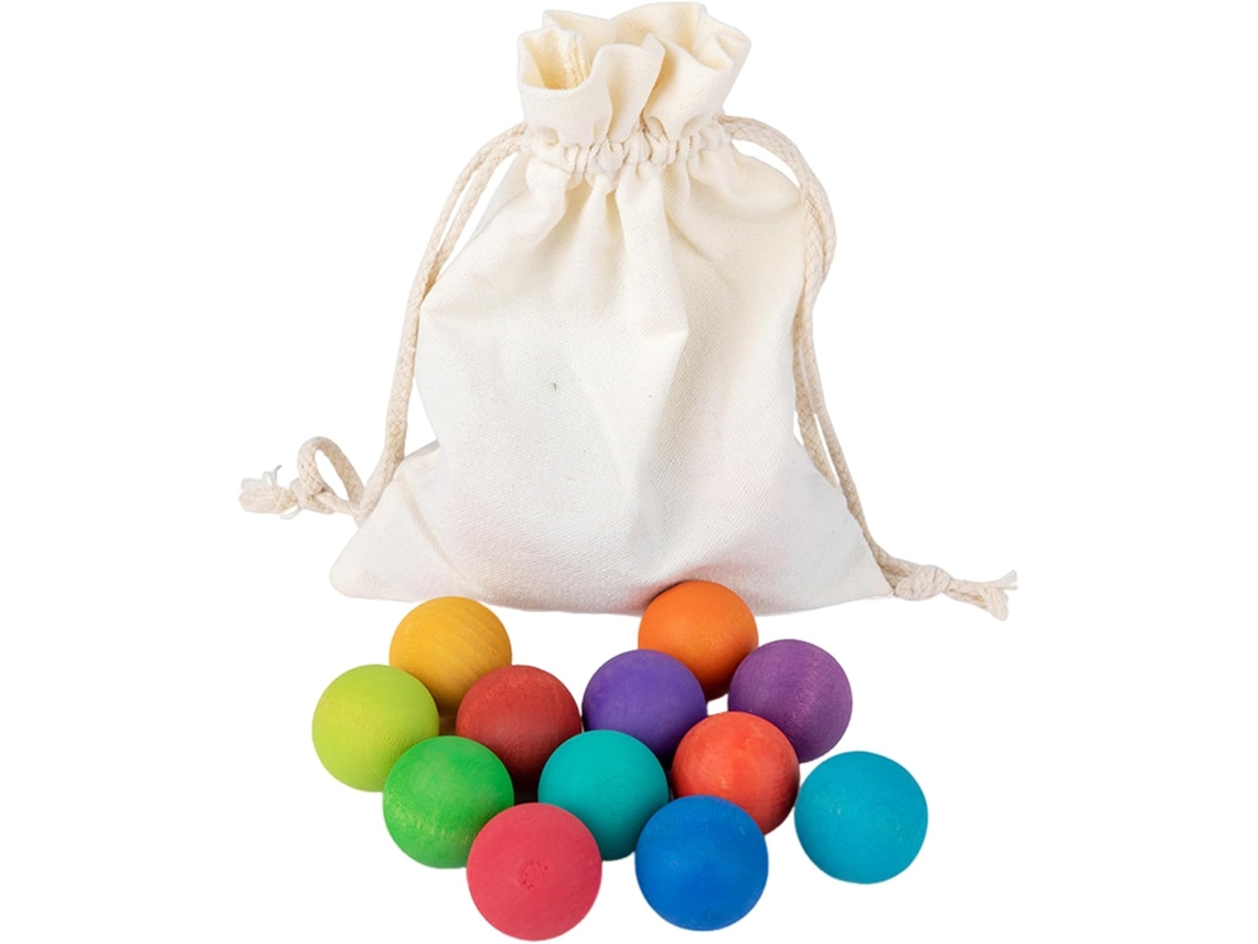 Juego De 12 Bolas Madera Arco Ris Educativo Conteo Colores Juguete Para Beb S Ni Os Peque Y As