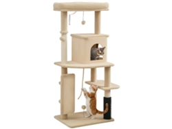 Arranhador Gatos 132 Cm Escova Bolas Almofada Bege