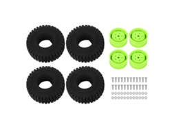 Juego De Bujes De Rueda De Plástico Resistente A La Presión Con Neumáticos Verdes Para Coches Rc Tipo Crawler.