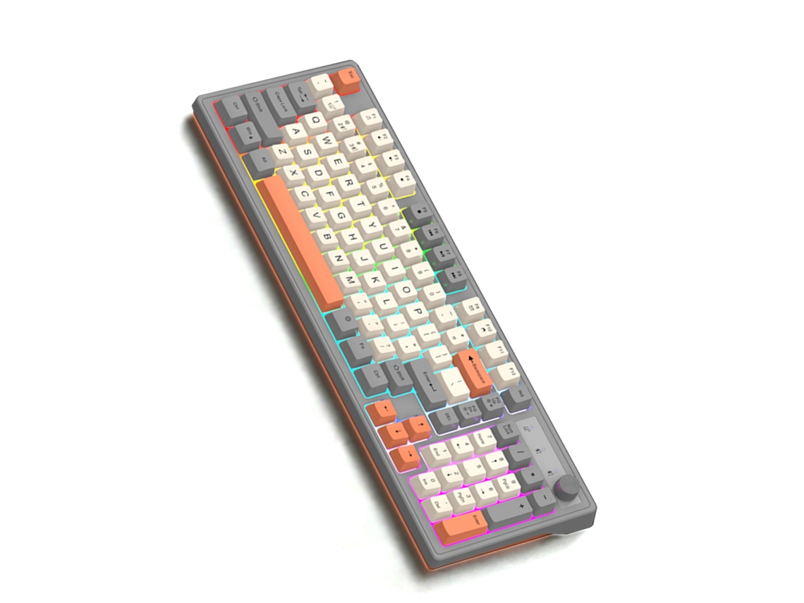 Teclado Inalámbrico 2.4g K98 Con 98 Teclas, Retroiluminado, Recargable Y Mando De Control De Volumen