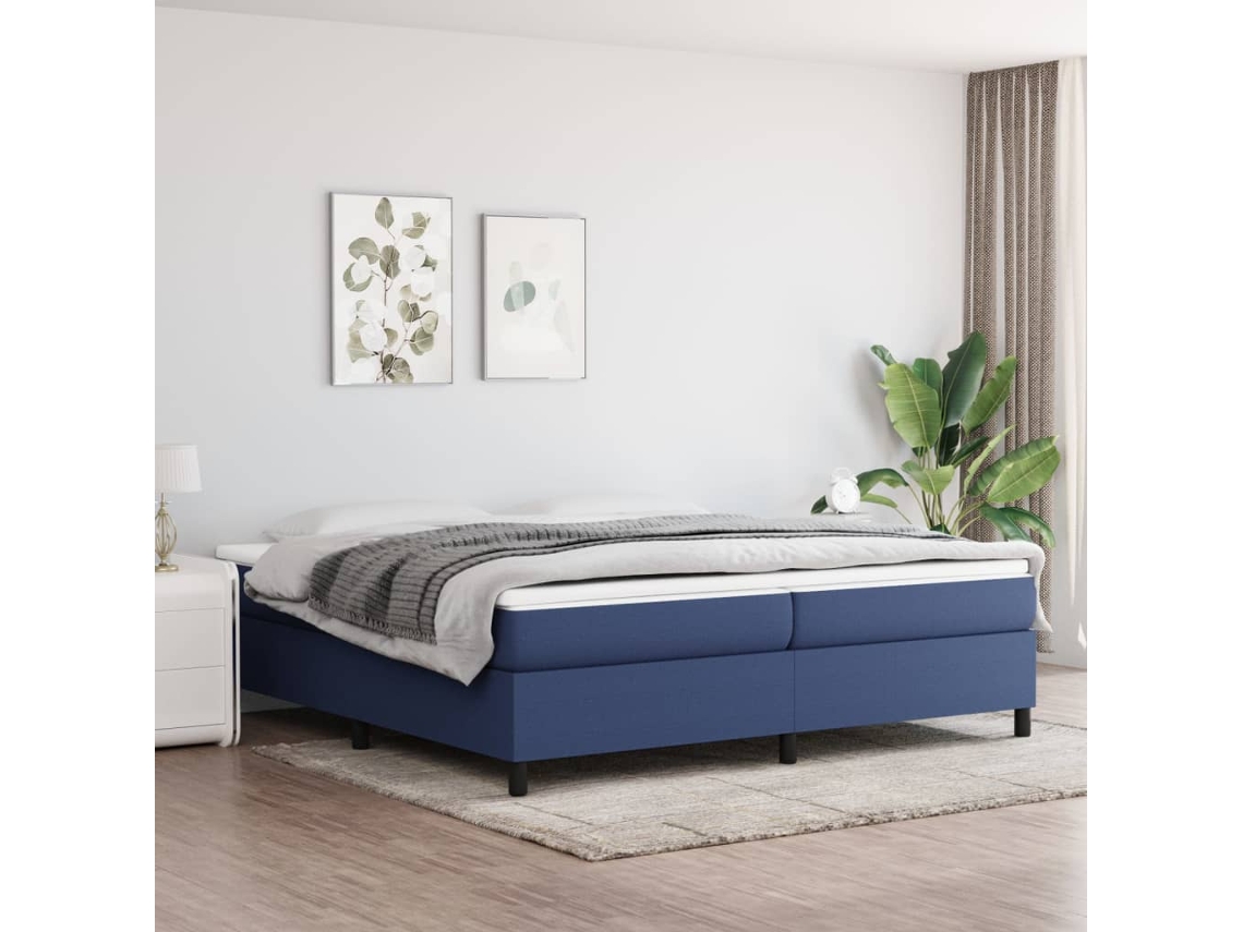 Cama Sin Colchón Tela Azul 200x200 Cm
