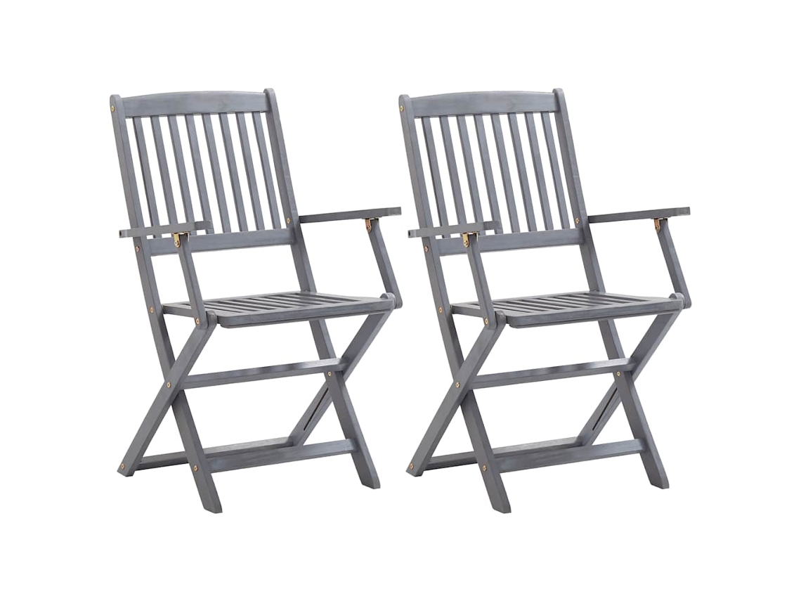 Maison Exclusive - Juego de 2 sillas plegables de exterior con cojines, madera maciza de acacia.