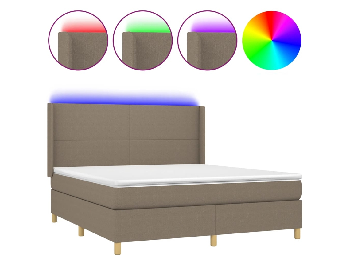 Cama con somier VIDAXL (Gris - Tela - 203 x 163 x 128 cm)