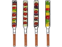 Cesta Antiadherente De 4 Piezas Con Asa Para Barbacoa Y Brochetas