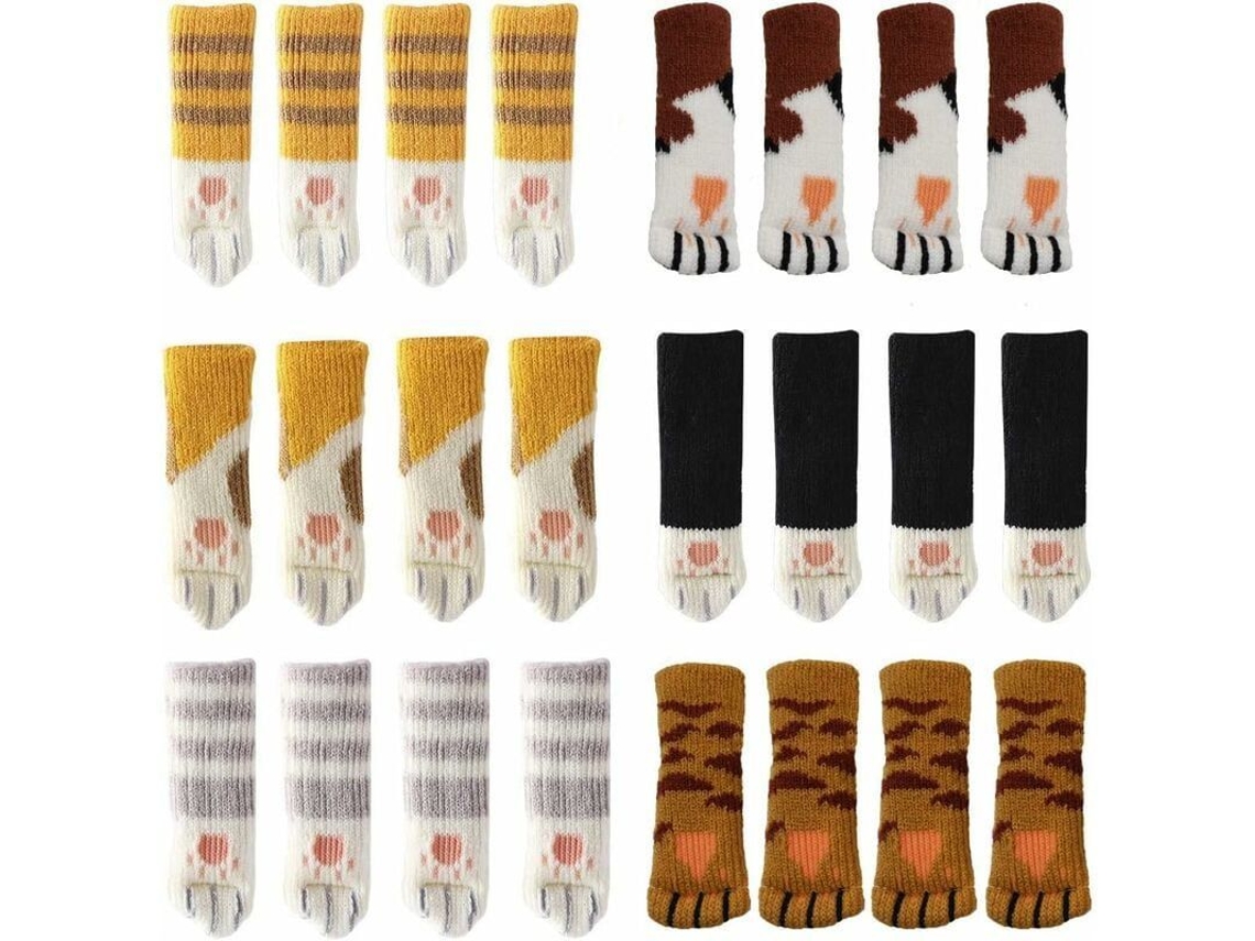 24 Calcetines Con Diseño De Patitas De Gato Para Sillas, Protectores De Suelo, Antiarañazos, Antiruido, 6 Juegos