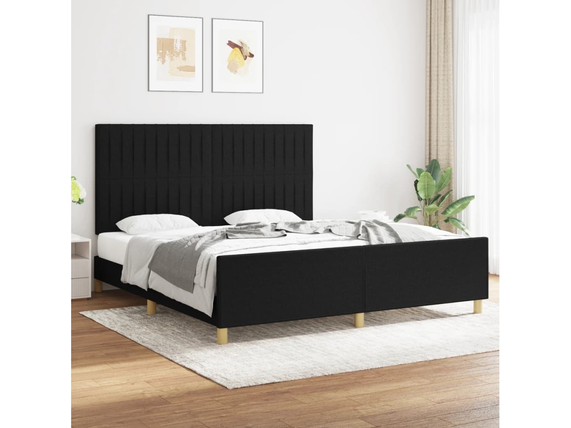 Cama Sin Colchón Tela Negro 180x200 Cm