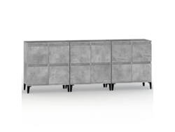 Conjunto de 3 aparadores derivados de madera gris cemento 60x35x70 cm MAISON EXCLUSIVE